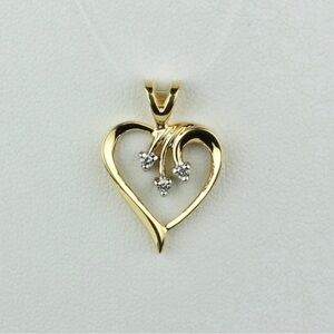 Zales Gold Heart Pendant with Diamond Accents